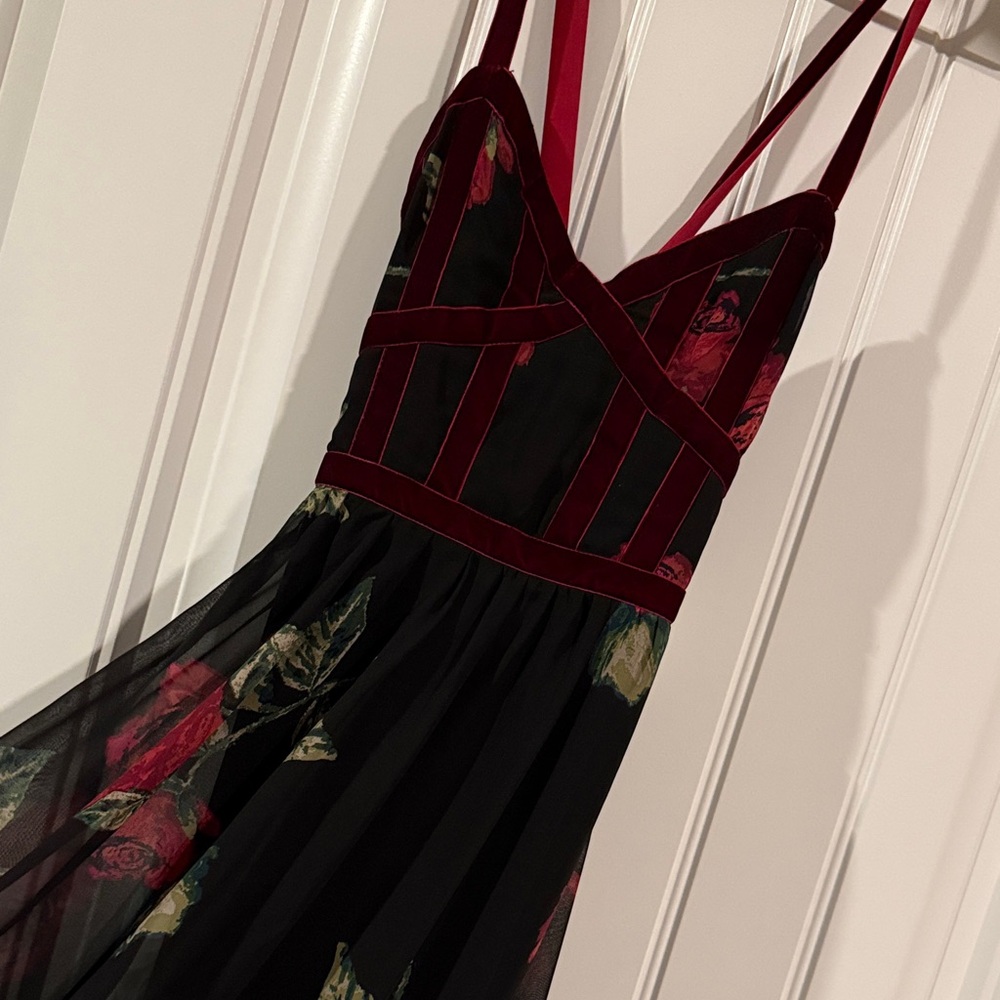 Altar'd State Black and Red Velvet Dress
